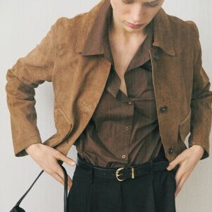 Mango Tan Suede Leather Jacket